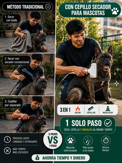 🐾 Cepillo Secador 3 en 1 para Mascotas
