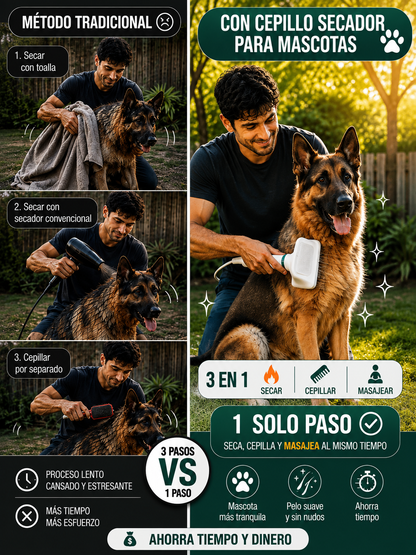 🐾 Cepillo Secador 3 en 1 para Mascotas